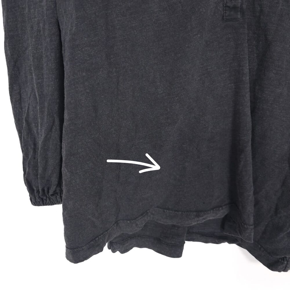 ANTHROPOLOGIE PILCRO Black Button Front Blouse Women M Long Sleeve Cotton Modal - Picture 7 of 11